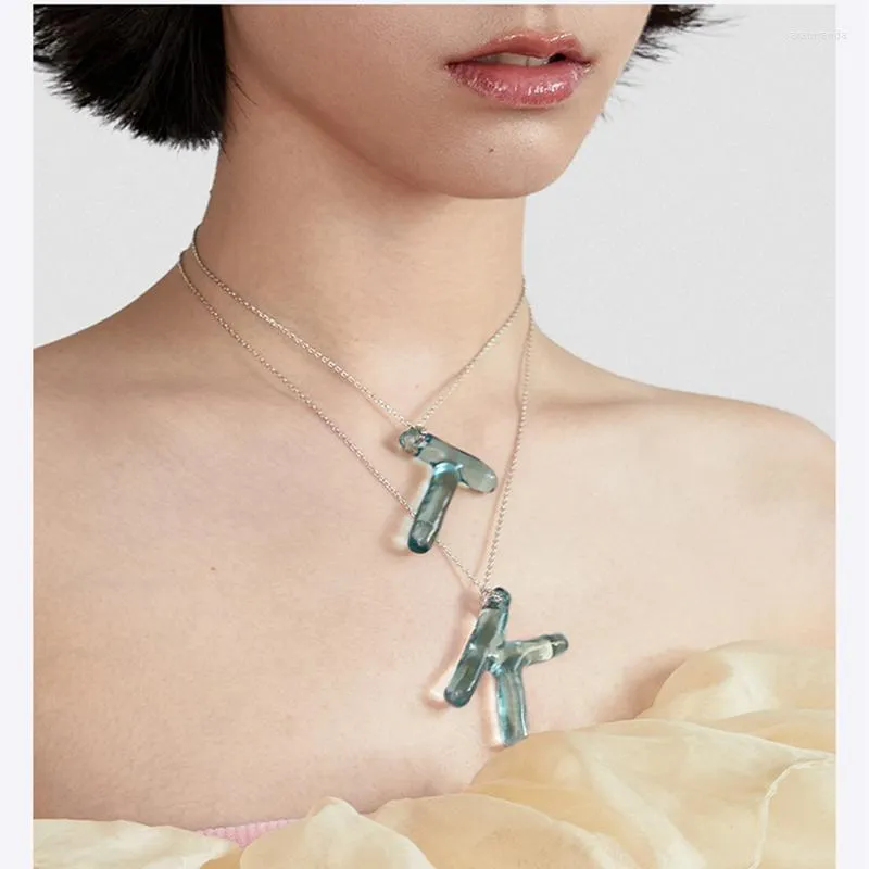 Kedjor y2k accessoarer mode färgglada överdrivna bokstäver hänge söt cool clavicle kedja akrylhalsband för kvinnliga flickor smycken