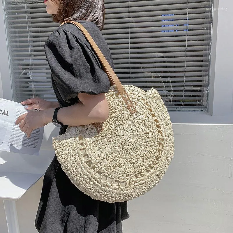 2023 Summer Straw Round Rattan Handbag Woven Wicker Evening Straw