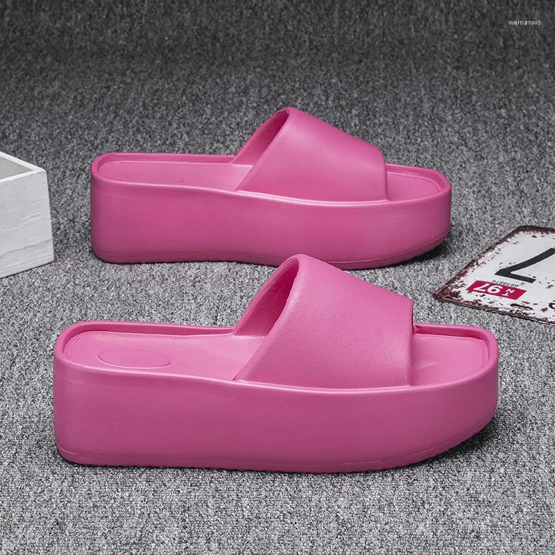 Hausschuhe 2023 Sommer Frauen Plattform Rosa EVA Sandalen 6 CM Keile Schuhe Slides Mules Strand Slipper