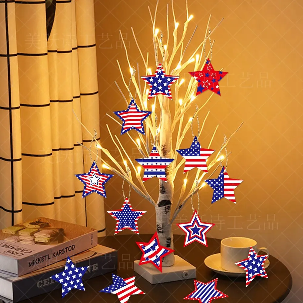 New Independence Day Decoration Star Pendant Party Festival Indoor Outdoor Independence Day Tree Decorations