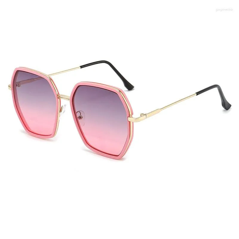 Lunettes de soleil mode Vintage polygone dégradé pour hommes femmes classique tendance mâle femme voiture conduite plage fête métal lunettes miroir