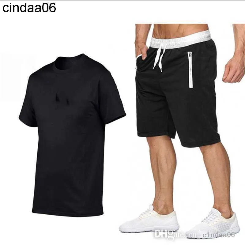 Retail Summer Tracksuits Sports and Leisure Two Piece Set T-Shirts and Shorts Men's Running Training Outfits