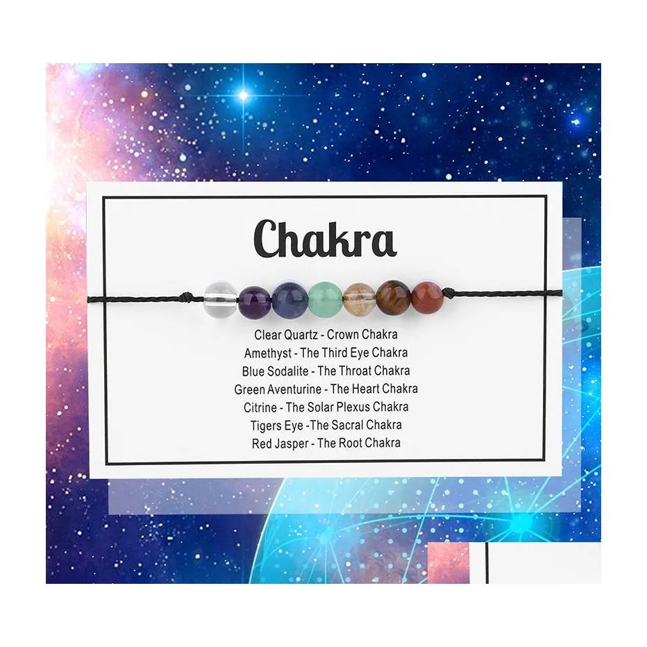 Cuentas hechas a mano 7 Chakra pulsera hebras para hombre para mujer Colorf piedra mixta curación Mala cuentas pulseras gota entrega joyería Dhii1
