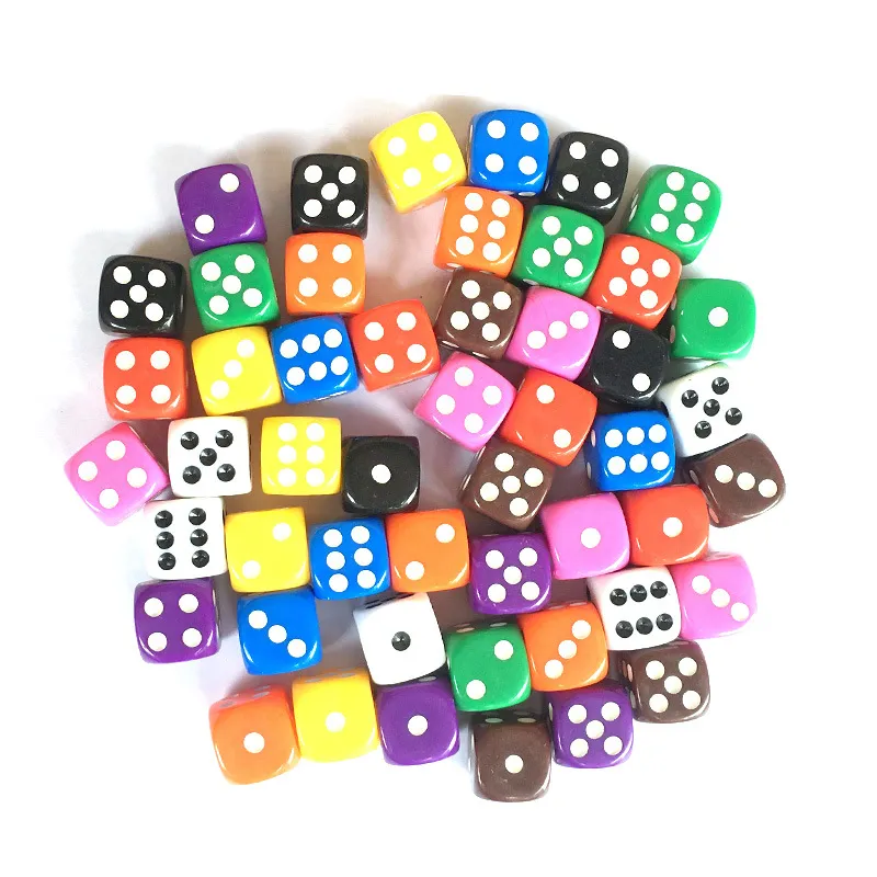 10 Pz/lotto di Alta Qualità 16mm Multi Colore Spot A Sei Lati D6 Giocare Giochi Round Corner Acrilico Dadi Per Bar Pub Club Party Gioco Da Tavolo