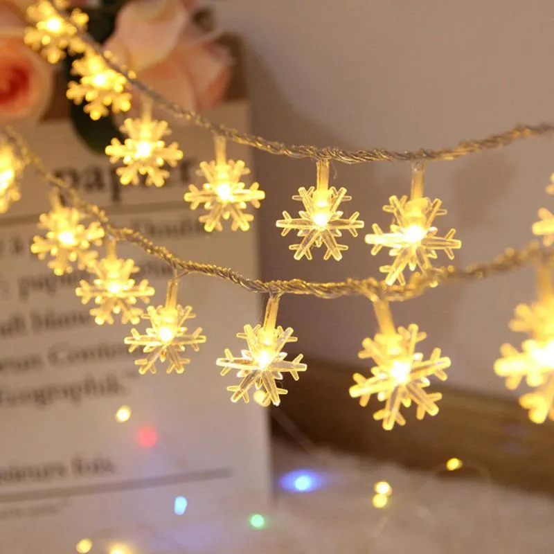 Strängar snöflinga led lätt god julgran dekoration för hem garland krans prydnad bordsdekor 2023 xmas gåva år