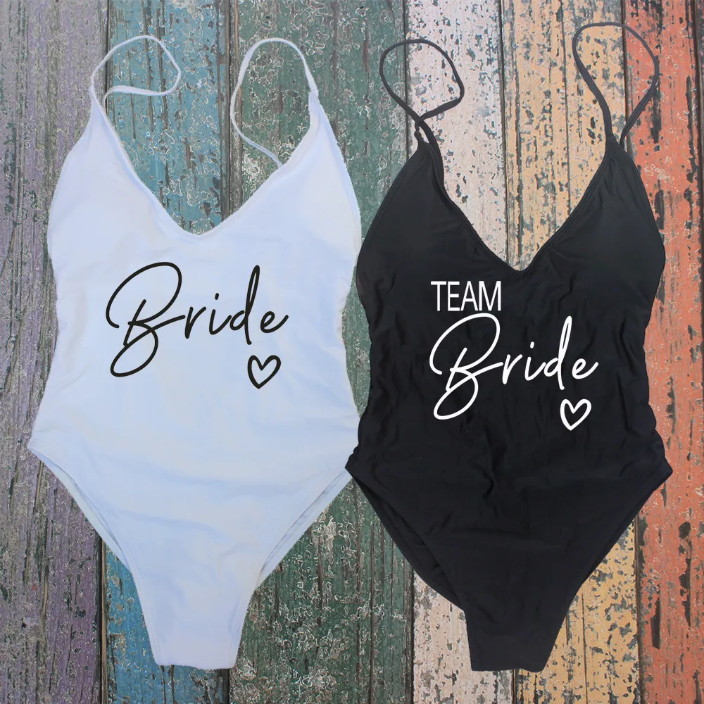 Onepiece Suits Sexy gepolsterter Badeanzug TEAM Bride Love Bademode Damen Sommer Beachwear Junggesellenabschied Plus Size Badeanzug Badeanzüge 230515