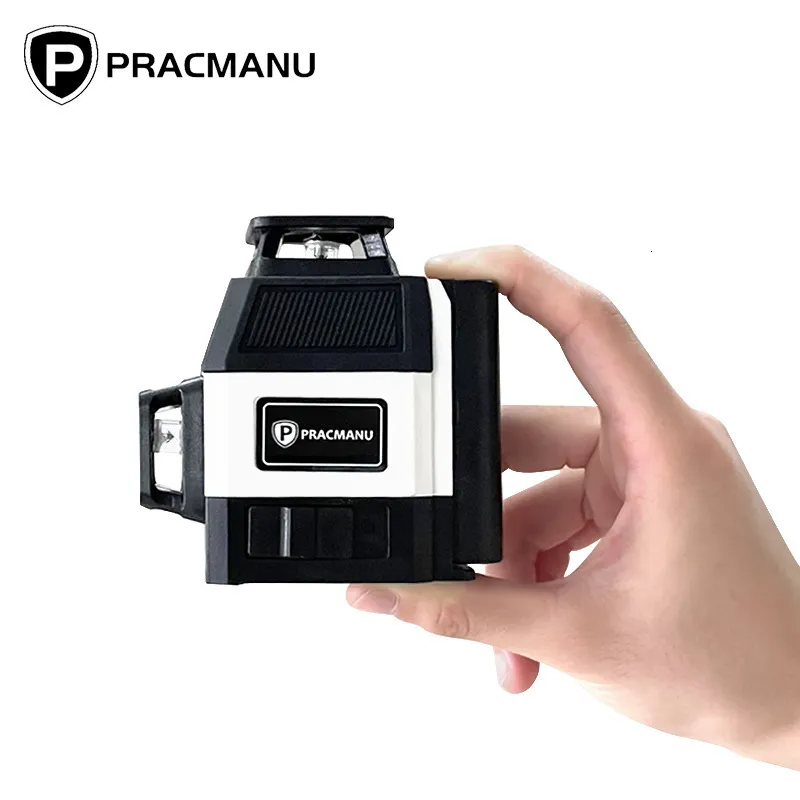 Laser Rangefinders Pracmanu Mini Laser Level 12 Lines 3D المستوى 3D من المستوى الذاتي 360 ° أفقي وعمودي خطوط شعاع ليزر أخضر 230516