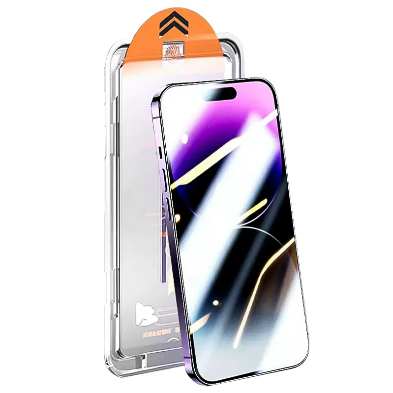 Protecteur d'écran en verre trempé pour iPhone 14 15 2.5D incurvé couverture complète dureté 9H avec applicateur insatll oriental