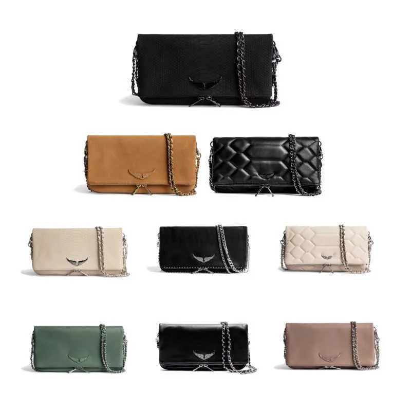 Pochette Rock Swing Your Wings bandolera hombre mujer bolso de mano Hombro Zadig Voltaire Designer Bag trio baguette Leather Clutch de lujo Bolsos cruzados con cadena