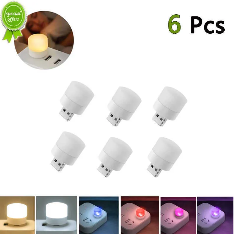 NIEUW 6 PACK USB -pluglamp Ronde Nachtlicht Computer Mobiel Power Laad USB Book Lamp LED Oogbescherming Leeslicht