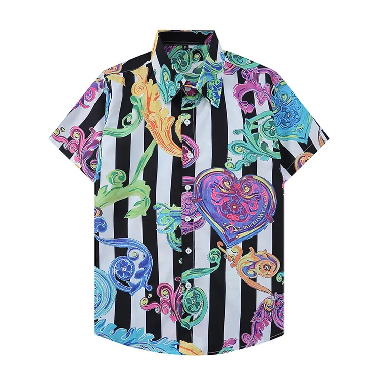 Camisa de grife masculina camisetas impressas camisa de boliche havaí camisas casuais florais homens magro vestido de manga curta havaiana camiseta m-3xl u13