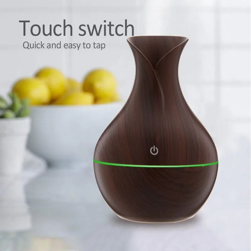 Steamer Household Wood Vase Aromatherapy Humidifier Air Ultrasonic Mute Colorful Spray Instrumen Rechargeable 230515