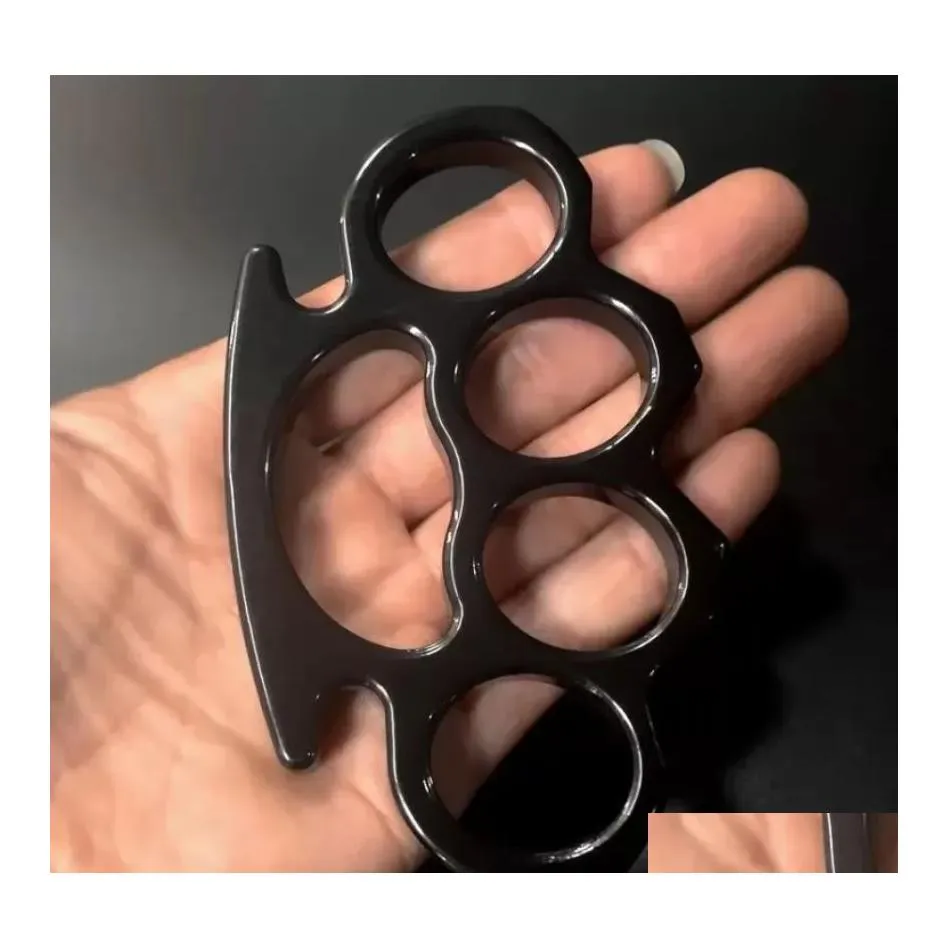 Brass Knuckles Sier Black Gold Dunne Steel Knuckle Dusters Zelfverdediging Persoonlijke beveiliging Dames en heren Zelfafzinnende hanger FY4323 DH7VG