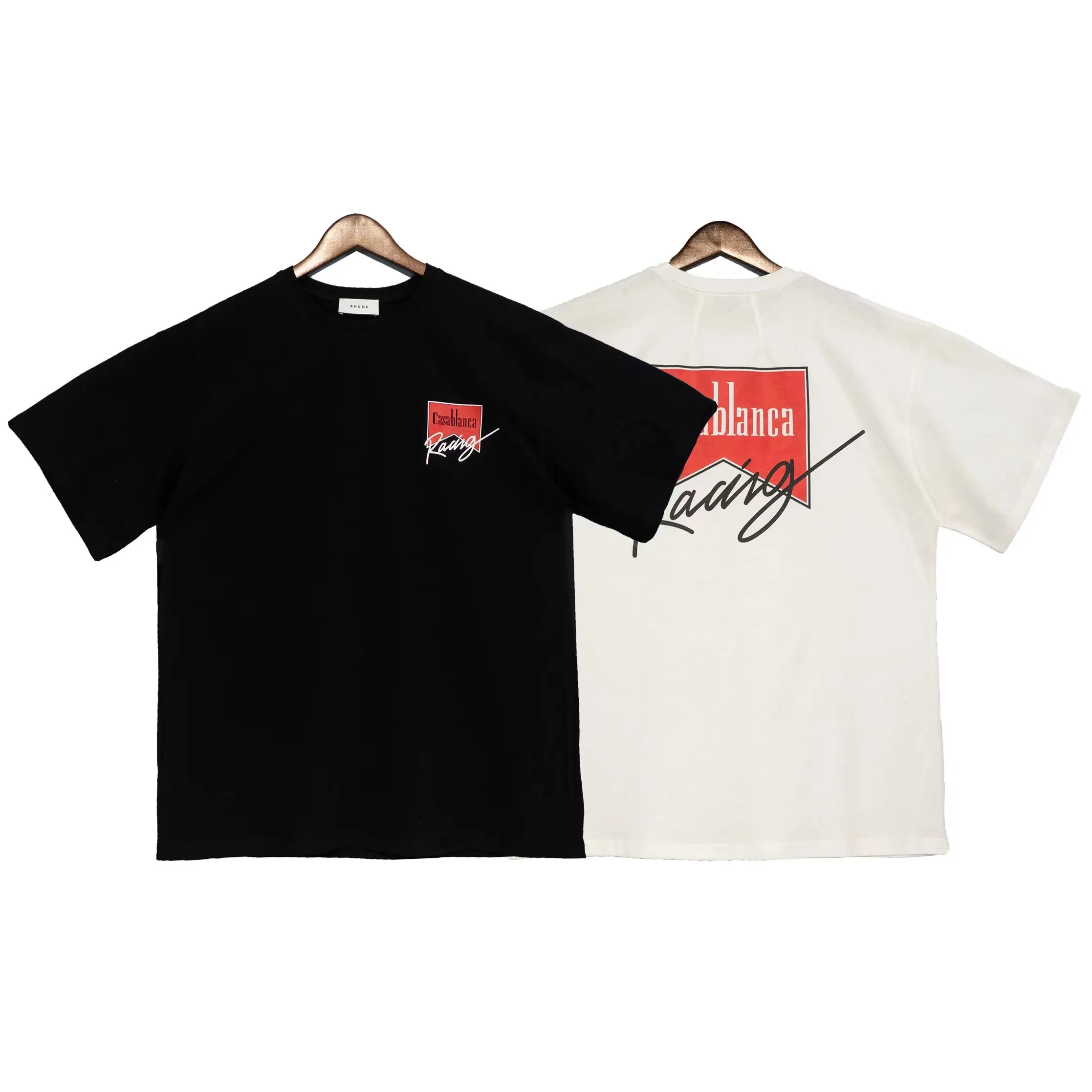 Rhude Luxury Brand Shirt Rhude Men Thirts Designer Maglie Shorts Shorts Stampa Bianco Black S M L XL Street Cotton Fashion Fashion Thirts Tshirt Tshirt