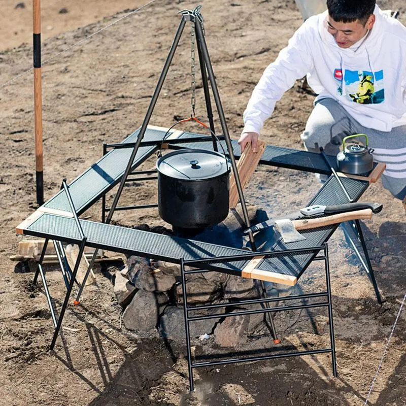 Mobili da campo Tavolo da barbecue per patio esterno impiombato con rete portatile multifunzionale pieghevole da viaggio per picnic