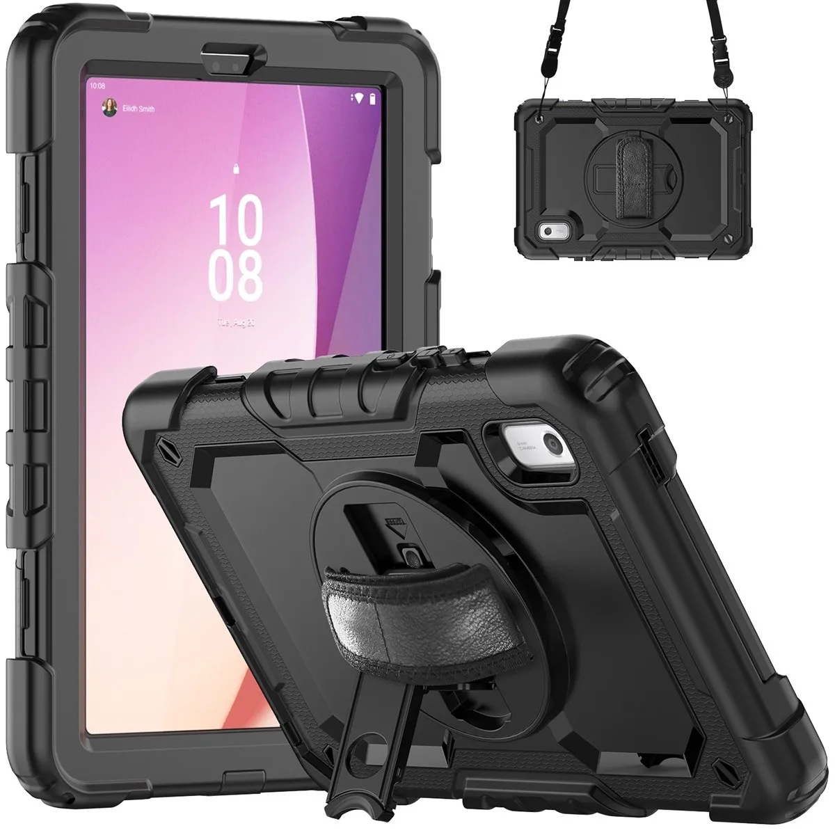 Twarda okładka pancerza Pasek na ramię 360 Rotatable Kick-Stand Case Case for Lenovo Tab M9 9-calowe 2023 TB310FU