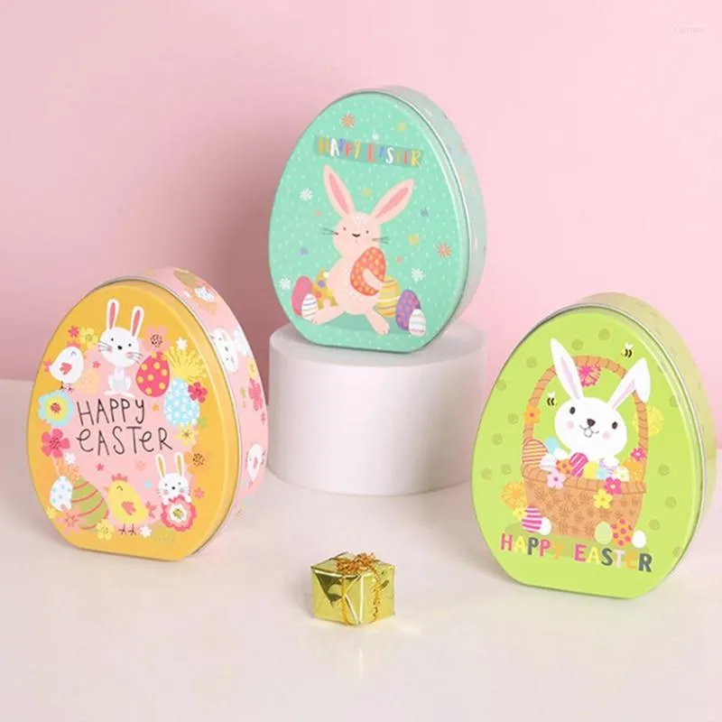 Present Wrap Easter Box Candy Tin Tins Boxar Cookie Storage Tinplate Lids Eggs Metal Stor burk mini Tom Treat Decor Basket