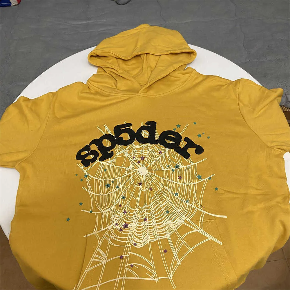 Felpe con cappuccio da uomo Fashion Sp5der 555555 Felpe designer SP5DER Brand Maglione con cappuccio in schiuma Spider Web Stampa Pullover Materiale in spugna