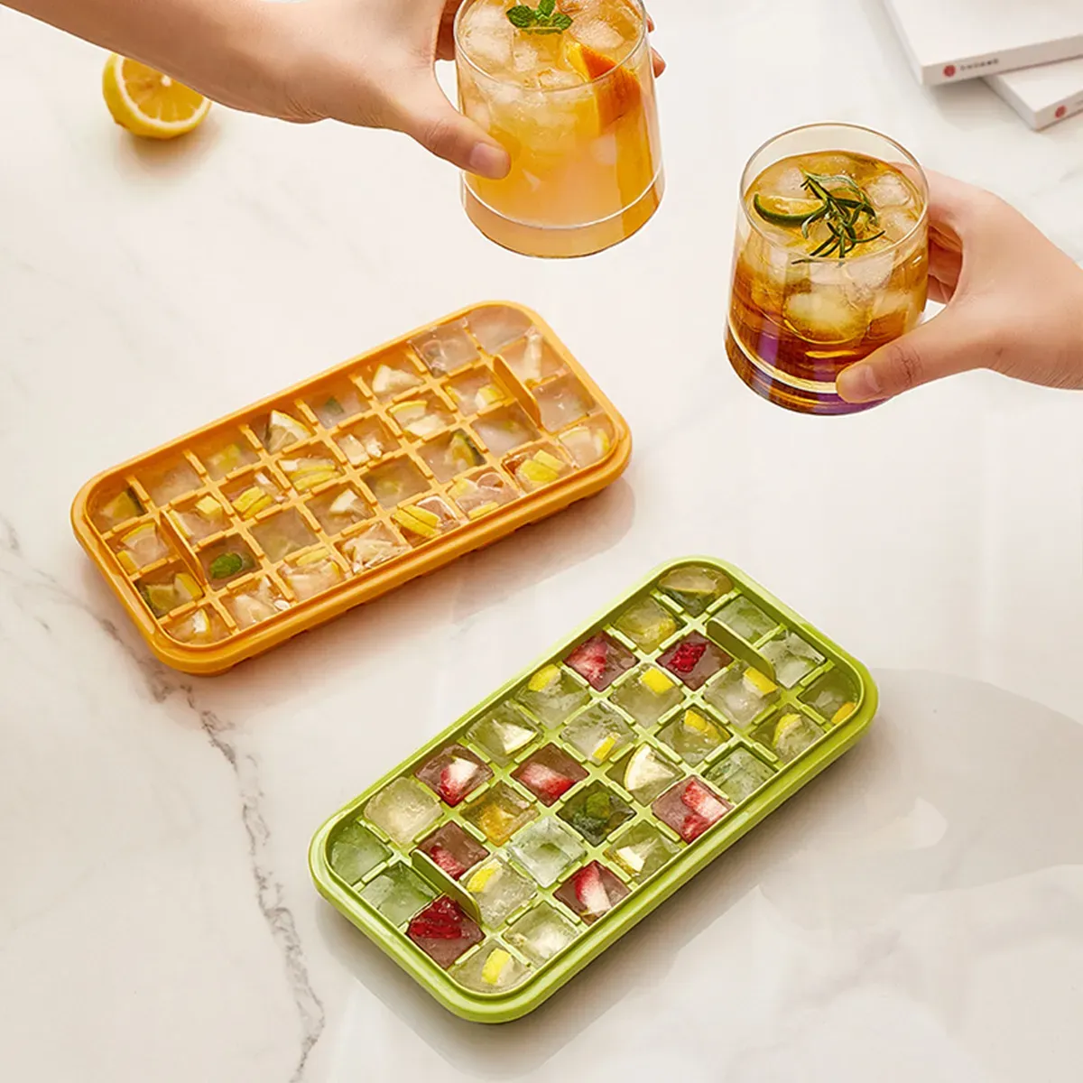 Ice Cube Maker With Storage Box Silicone Press Type Ice Cube Makers Ice Tray Making Mould For Bar Gadget Kitchen Accessories