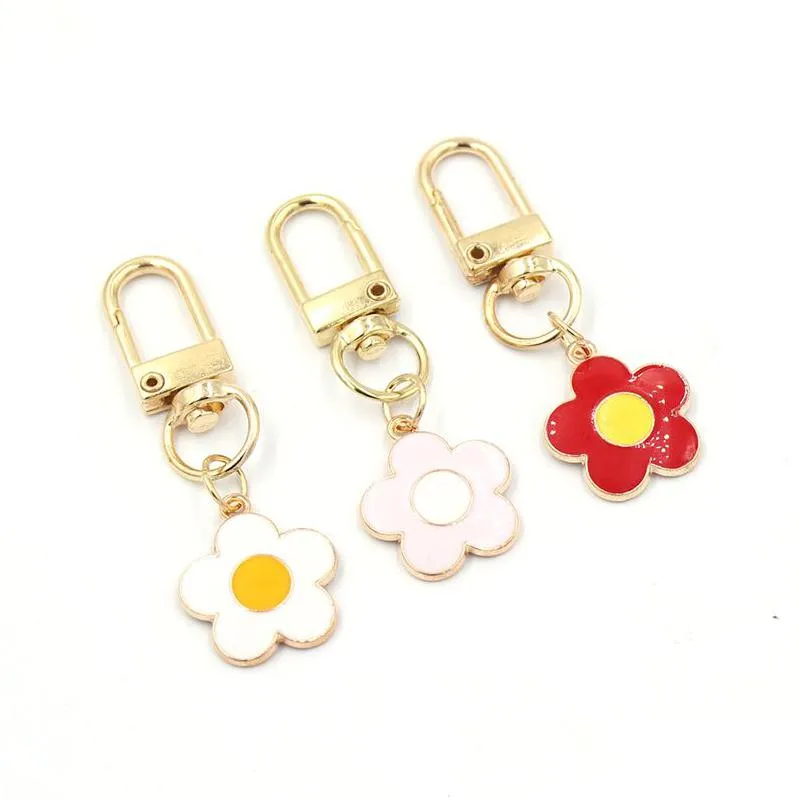 Anahtar Halkalar Toptan 5 Petal Plumeria Çiçek Kolye Keychain Moda Fermuar PL Charm Planner Charms Accessories Hangbag Asma Pend Otky0