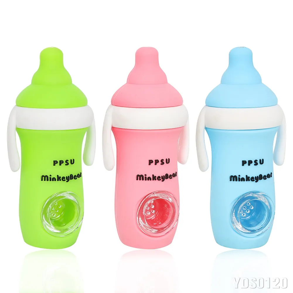 New Design Milk Bottle Silicone Pipe With Glass Smoke Pot Smoking