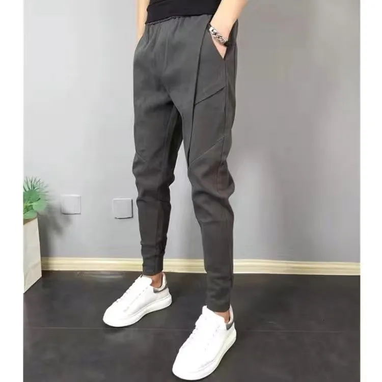 Pantaloni da uomo Moda Coreano Solid Joggers Uomo Alta qualità Primavera Autunno Pantaloni Uomo Slim Fit Coulisse Pantaloni casual da uomo Nero / Grigio S-5XL 230516