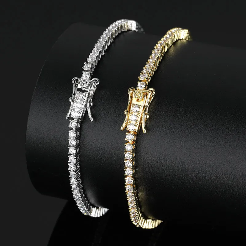 Bracelet de tennis de luxe en zircon cubique pour femmes hommes bracelets de créateurs en acier inoxydable glacé chaîne 7 pouces 8 pouces hip-hop marée bijoux cadeau