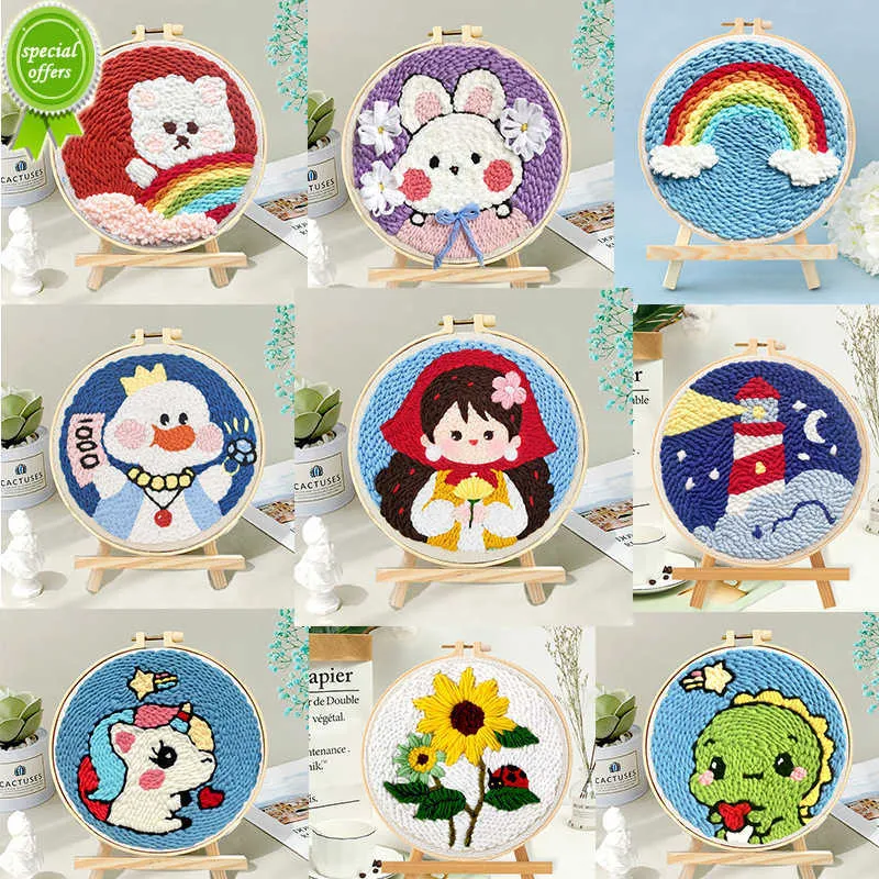 DIY Embroidery Kit Stitching Punch Needle Craft Pattern Printed ...