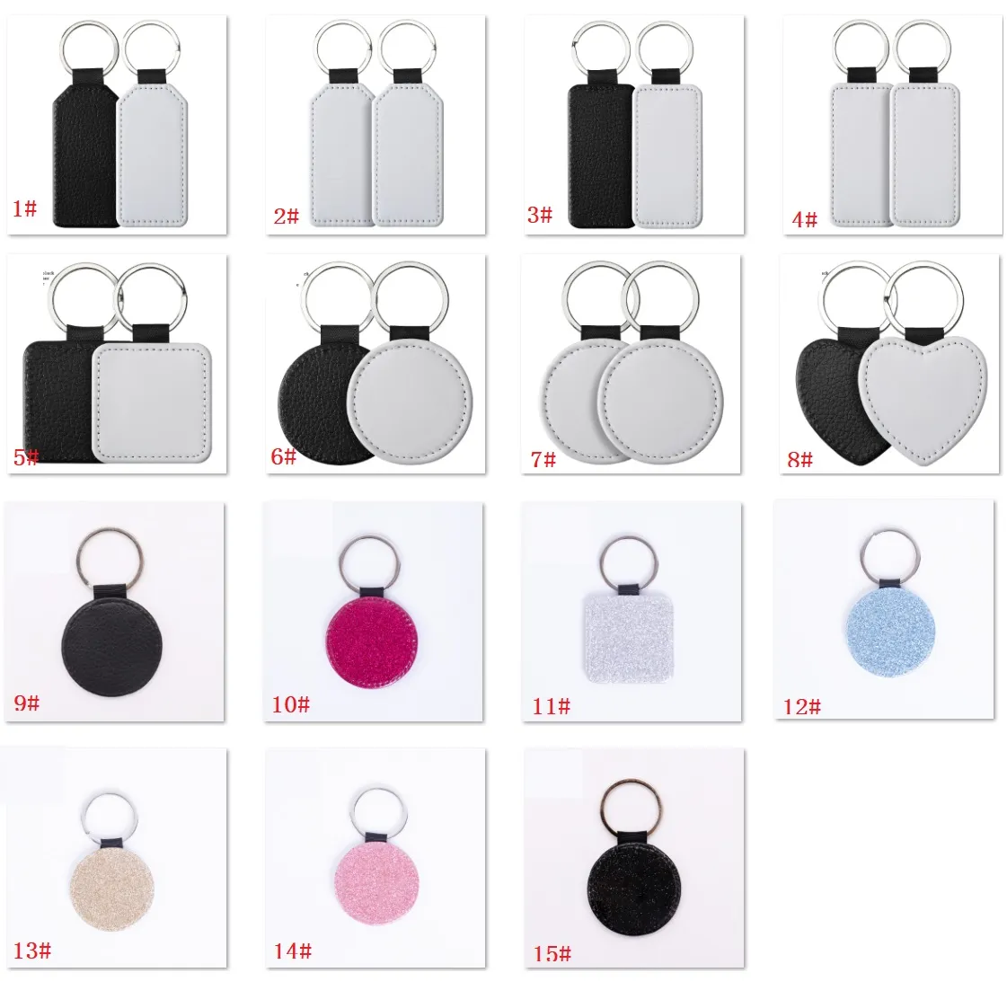 Party Gifts PU Leather Sublimation Keychain DIY Blank And Glitter Shining Key chain Heat Transfer Jewelry Accessories D23-81