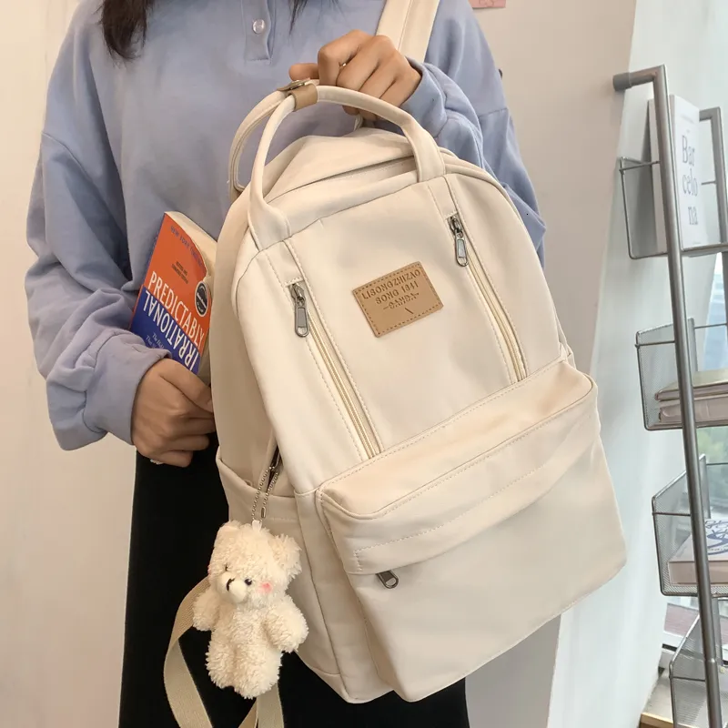 学校の袋jurecincino multifungsi double zipper wanita ransel remaja gadis laptop siswa tas bahu gaya corea sekolahnya 230516