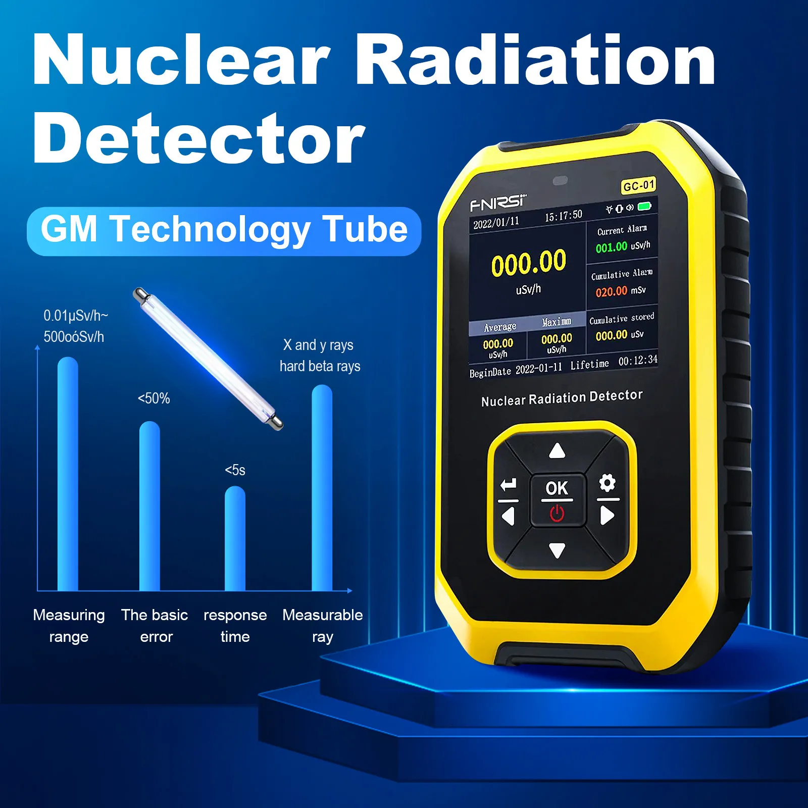 Радиационные тестеры GC01 Гейгер противодействие ядерному облучению. Профессиональный мраморный радиационный ионизация ионизация личная доза радиоактивный тестер 230516