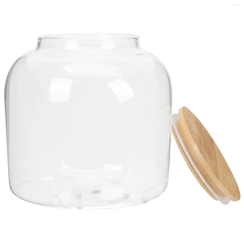 Storage Bottles Tea Tins Can Grain Jars Glass Lid Airtight Wood Lids Containers Round Gongfu Candy Cereal Box Canister