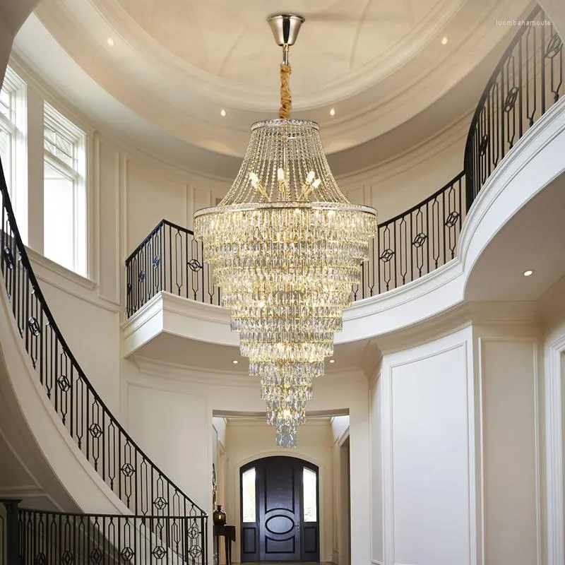 Lustres Lustre En Cristal Pour Escalier Grand Luminaire Spirale Grenier Lobby Hauteur Réglable Cadeau Ampoule