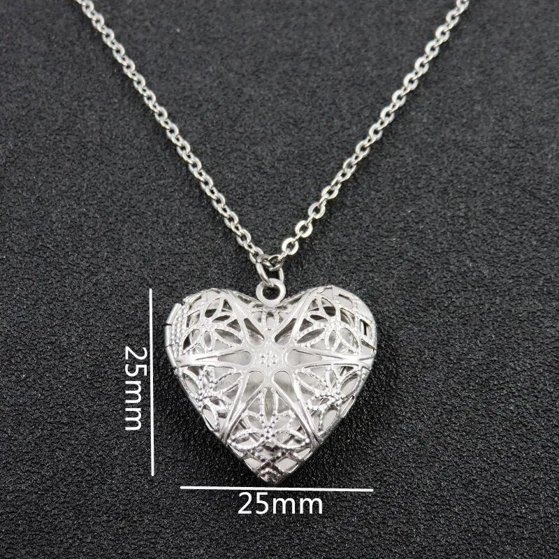 Pendentif Colliers En Acier Inoxydable Peut Ouvrir Amour Coeur Po Cadre Bijoux Évider Médaillon Collier Femmes AccessoiresPendentif