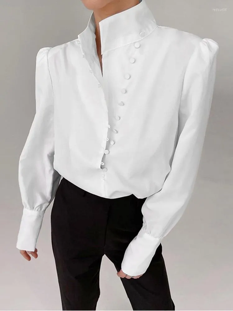 Camicette Da Donna Elegante Camicetta A Collo Alto Camicia Bianca