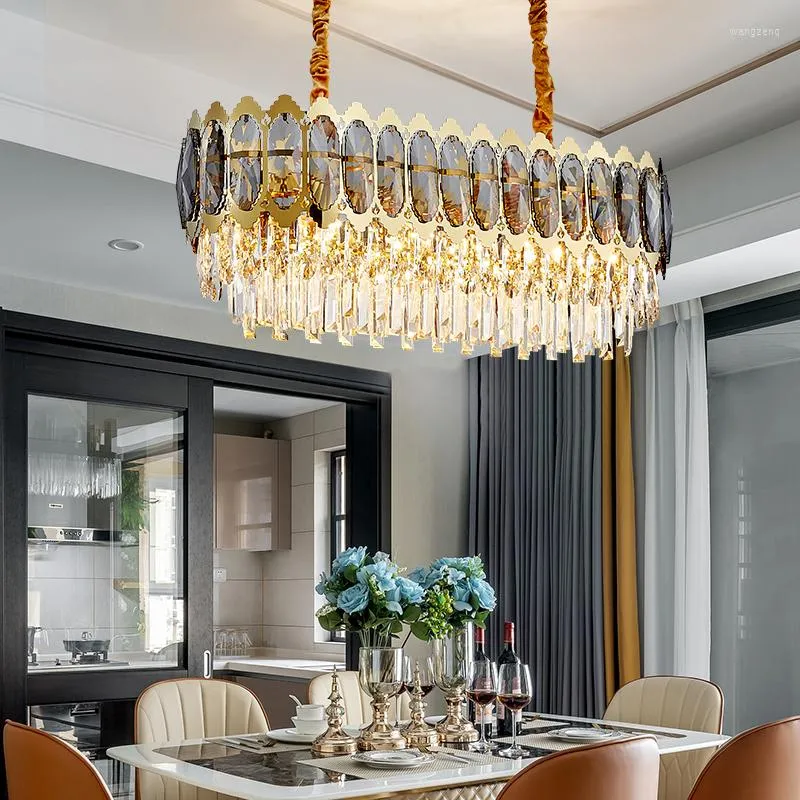 Lámparas colgantes Luces Faros ovalados Cristal de gama alta Moda Mesa de comedor Villa Ingeniería El Room Living Chandelier