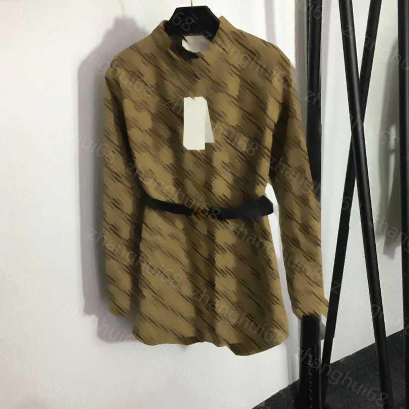 23ss giacca da donna abbigliamento da donna firmato Presbyard GG monogramma jacquard ricamato colletto alla coreana Camicia a maniche lunghe con cintura Abbigliamento donna di alta qualità a1