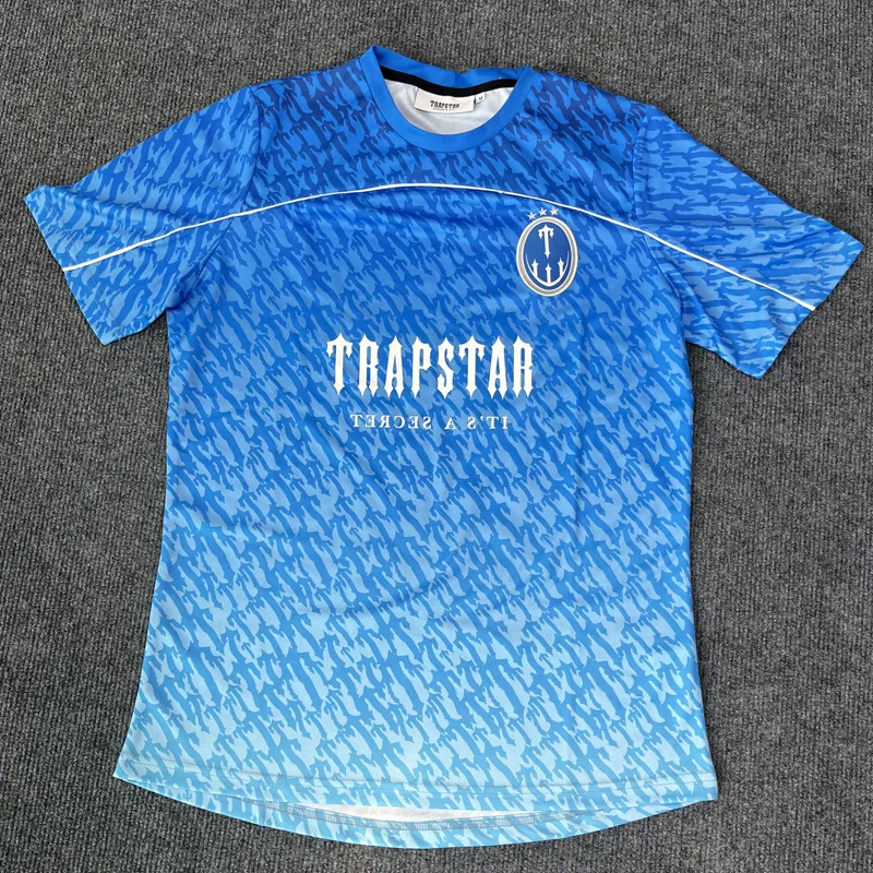 남자 티셔츠 트랩 스타 메쉬 축구 유니폼 블루 블랙 레드 맨 스포츠웨어 티셔츠 9624