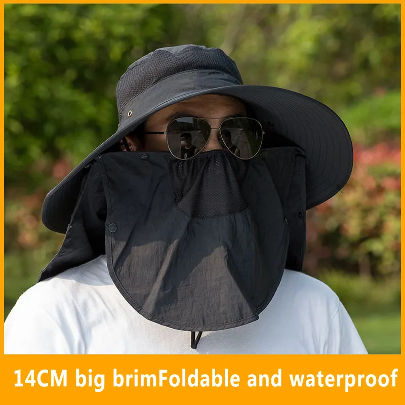 14CM Wide Brim Packable Bucket Hat With Removable Mask For Men And Women  Sun Protection, Fishing Cap, Mountaineering Hat From Mang05, $9.92