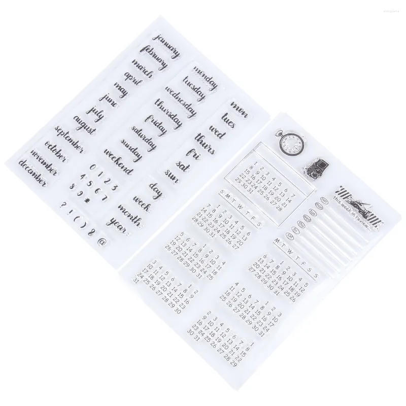 Lagringsflaskor 2 datorer TPR Stamp Transparent Silikon Rensa frimärken Tätningsbokstäver Kalender Cut DIY