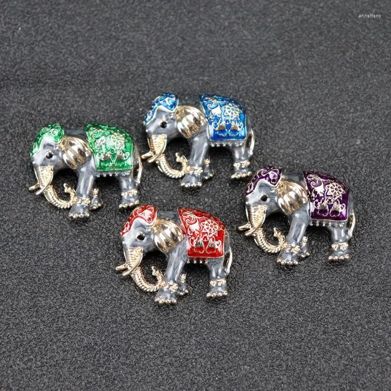 Broches rétro éléphant émail dégoulinant d'huile exotique broche Corsage alliage strass personnalité exagérée Animal créatif