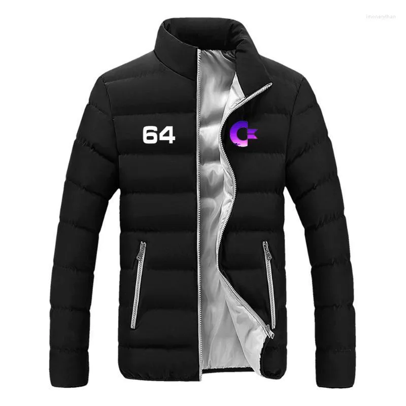 Erkek Hoodies 2023 Commodore 64 Erkekler C64 Sid Amiga Retro 8-bit Sıcak Kalın Kış Giyim Stand Katı Stand Windbreak Pamuk Ceket