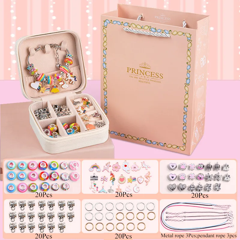 Other Event Party Supplies DIY Beaded Bracelet Set with Storage Box for Girls Gift Acrylic European Large Hole Beads Handmade Jewelry Making Kit Navidad 230516