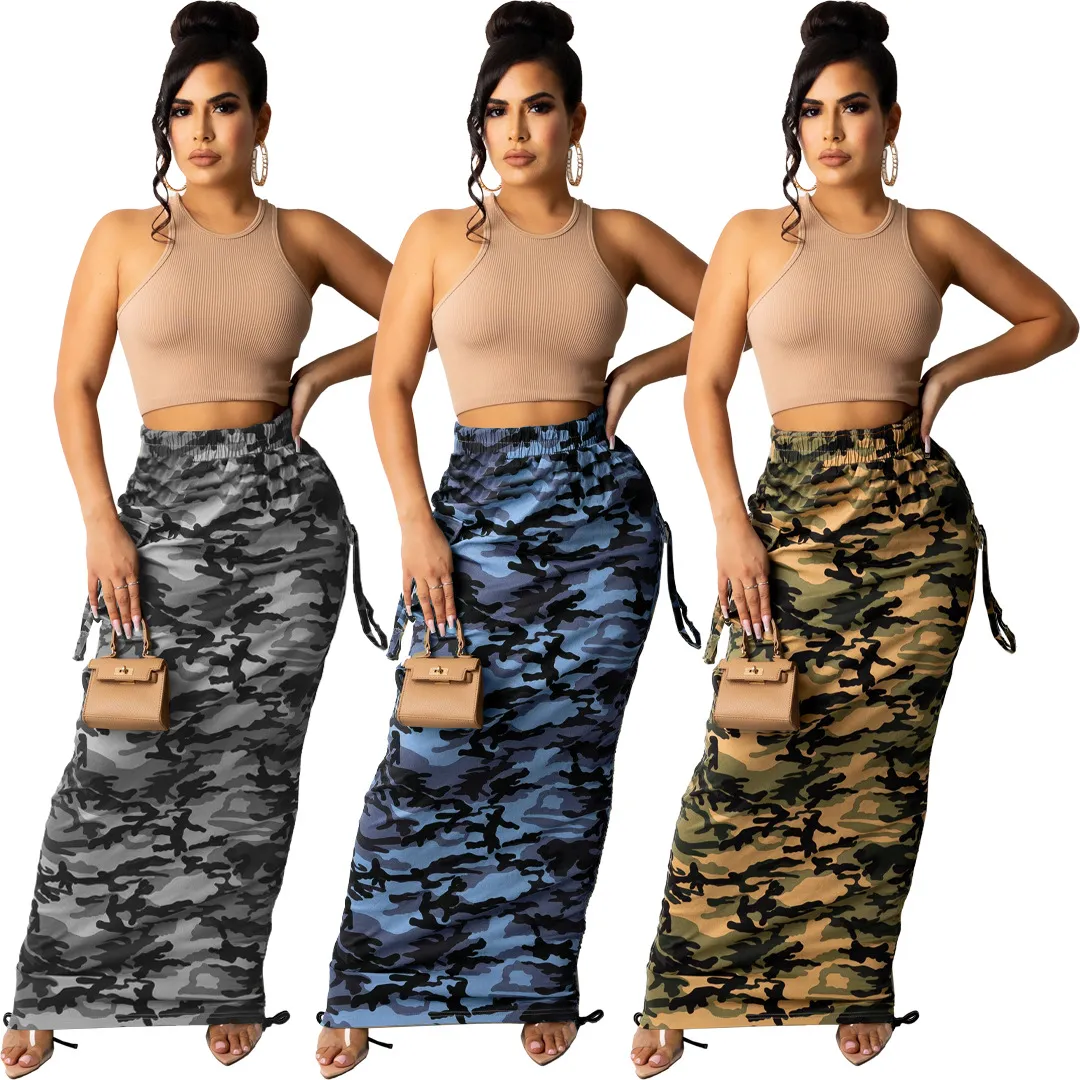 summer new women's recommended fashion camouflage print skirt