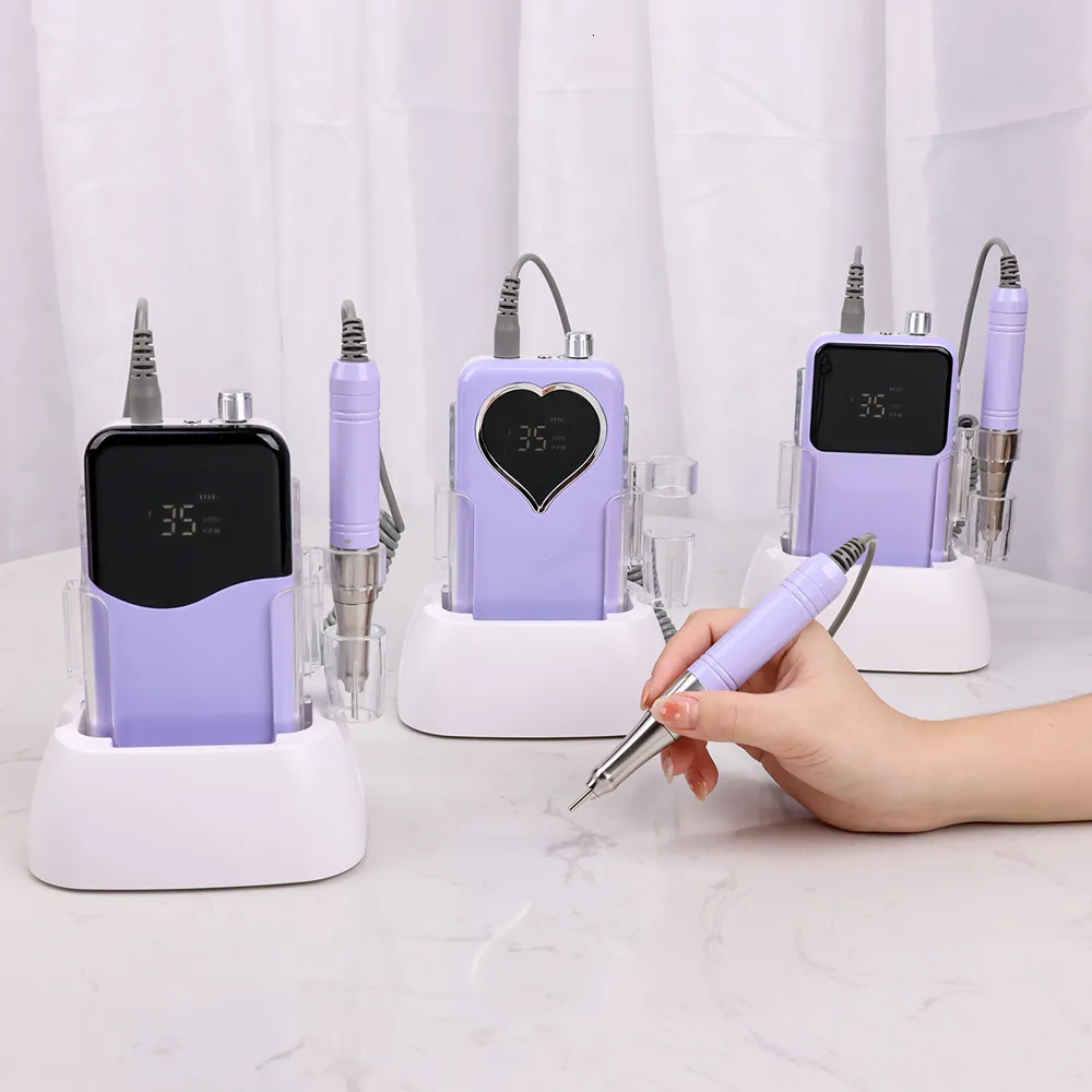 Wireless 35K Violets Nail Tech Drill Kit With Cordless Base