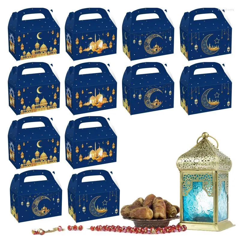 Papel de regalo 12 piezas Happy EID Mubaraks DIY cajas huecas cortadas Ramadans decoraciones islámicas