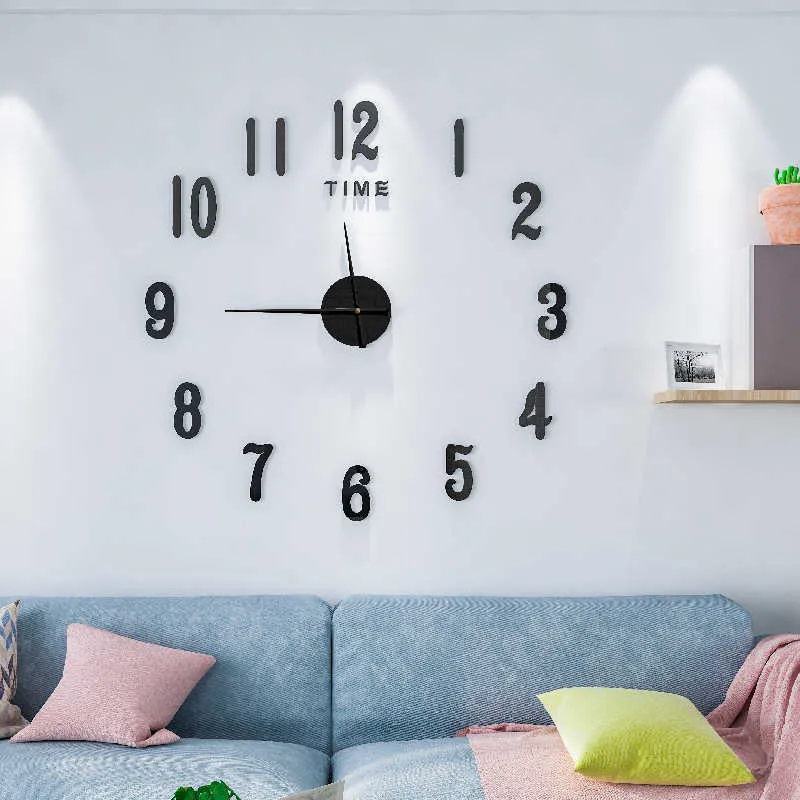 Desk Table Clocks Fashion Silent Digital Clock Perforated Free Wall Clock Household Living Room Decoration Luminous Clock AA230515