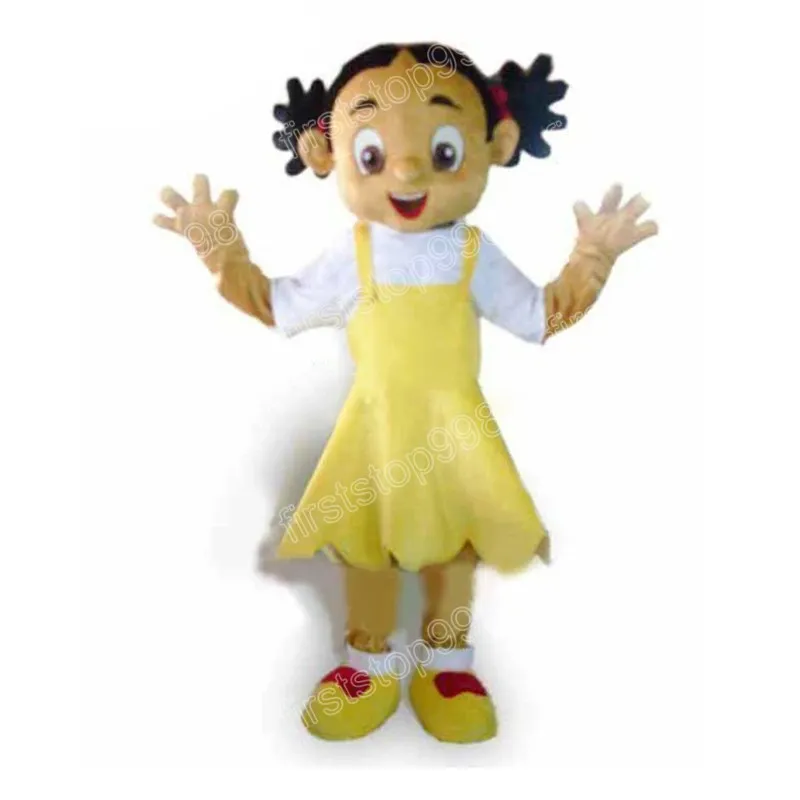 Halloween Yellow Dess Girl Mascot Costume Performance Simulatie Cartoon Anime Thema Karakter Volwassenen Maat Kerstmis Buitenreclame Outfit Pak