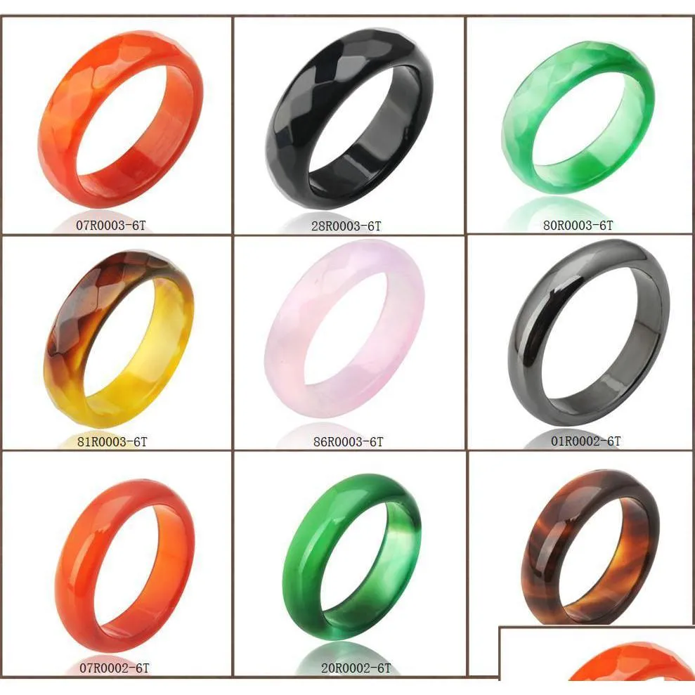 Band Rings High Quality Natural Agate Jade Crystal Gemstone Jewelry Engagement For Women And Men Love Gifts More Color Drop Dhhyq