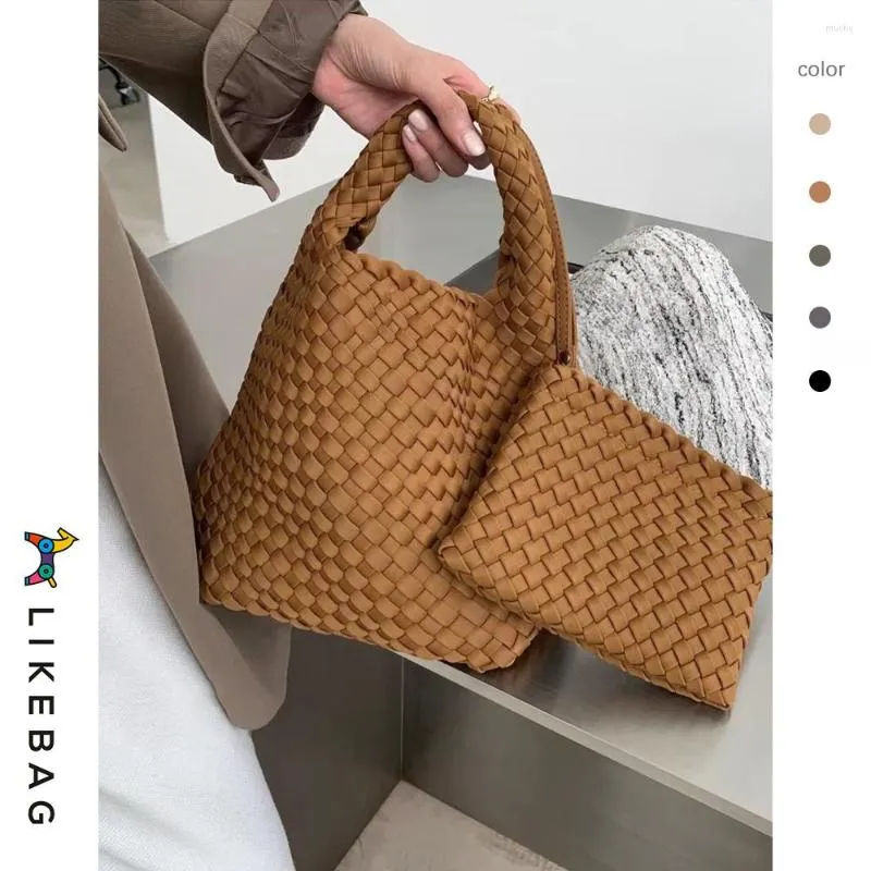 Evening Bags Likebag Fashion Neoprene Woven Bag Handwoven Handbags Nylon Large Capacity Messenger with Clutch